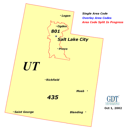 Utah area codes map